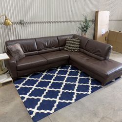 Leather Sleeper Sectional Sofa Couch - Chaise Lounge - 2pcs - Italsofa - Delivery Available 
