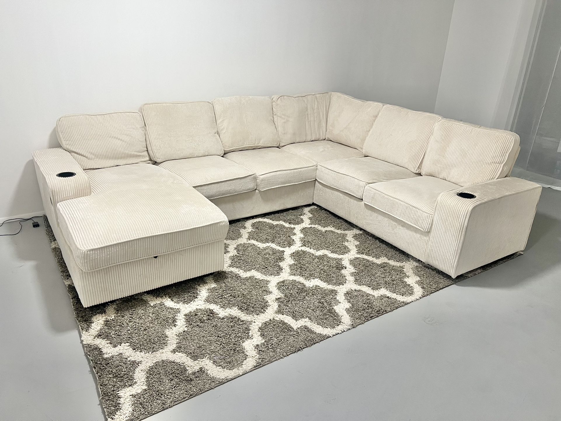 Oversize Corduroy Plush U-Shaped Sectional Sofa π SAME DAY DELIVERY