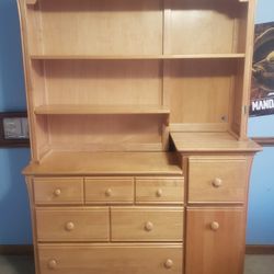 Solid Wood Changing Table With Detachable Bookcase 