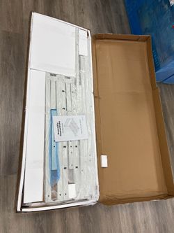 Queen Size White Metal Platform Bed Frame with Headboard – New in Box