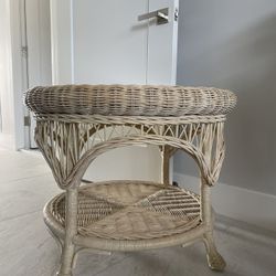 ANTIQUE RATTAN SIDE TABLE - HIGH QUALITY 