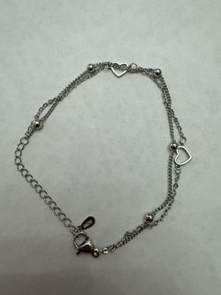 Sterling Silver Double Heart Bracelet. 