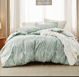 Sage Green Floral Duvet Cover Set