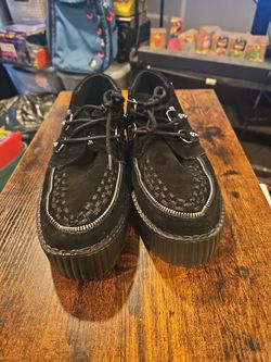 T.U.K. Black Suede Zipper Studded Mondo Creeper