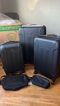 Travelers Club Chicago Hardside Expandable Spinner Luggage, Black, 5 Piece Set