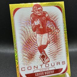 🔥2025 Panini Phoenix - Contours - GOLD MOJO - Xavier Worthy /49 #16!!!