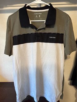 Calvin Klein BOYS  Colorblock Polo Shirt Green/Black/White