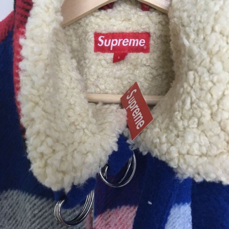 Supreme Plaid Shearling Bomber Red Plaid for Sale in Los Angeles