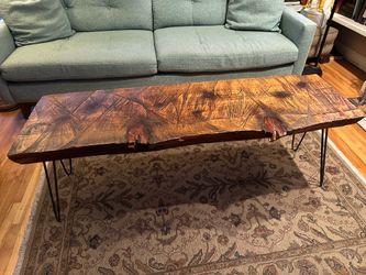 Solid slab wood coffee table