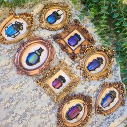 Dark Academia Beetles In Small Baroque Frames - $18 for 1, $15 for multiples, $120 for all
