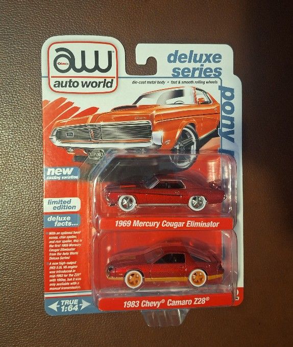 Auto World 1969 Mercury Cougar Eliminator & 1983 Chevy Camaro Z28 Chase