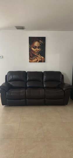 Reclining Dark Brown Leather Sofa