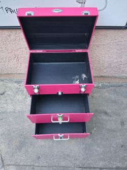 Pink Makeup Train Case with Drawers