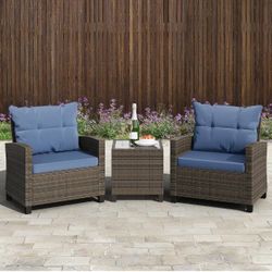 3 Pieces Patio Furniture Set 3 Pieces PE Rattan Wicker Chairs with Table Outdoor Furniture for Backyard/Garden/Poolside/Outdoor Restaurant Gary Rattan