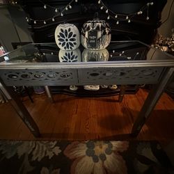 Silver Mirrored Glass Rustic Dresser 