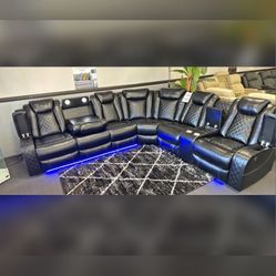 Limited time offer Power recliner sectional sofa with LED Black color
