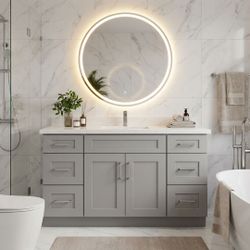  FINAL SALE Extra 50% OFF Grey Shaker Vanitiy 60" with 6 storage drawers Solid Wood Bases 