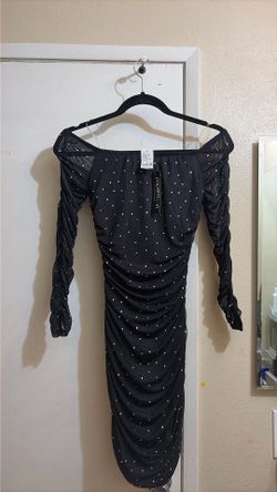 Black sheer, long sleeve tight sparkly diamond dress Black sheer, long sleeve tight sparkly diamond dress