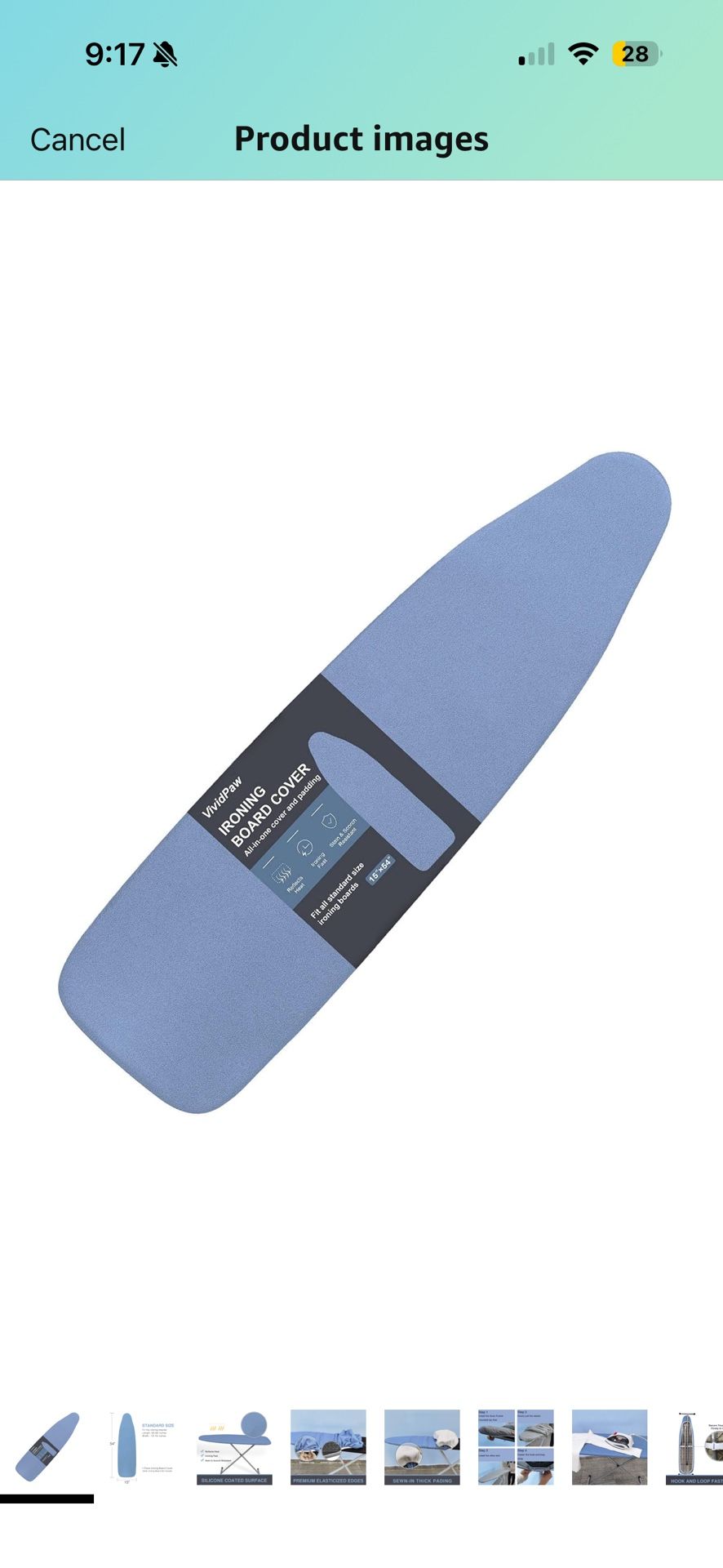 Vividpaw Ironing Board Cover and Pad, (Blue)