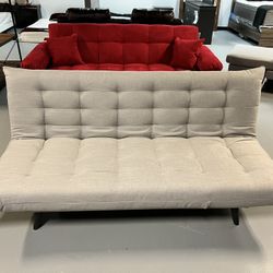 Light Gray Fabric Multi-Functional Click Clack Plush Futon