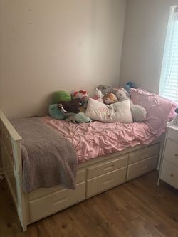 White Twin Captain's Bed with Storage Drawers