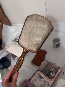 Vintage Gold-Tone Hand Mirror