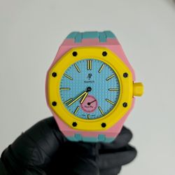 Brand New AP x Swatch Royal Pop OTG Roz Watch & Bioceramic / Silicone Strap