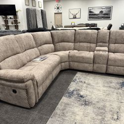 Brown Sofa Sectional Power Recliner Set - Free Deliver 