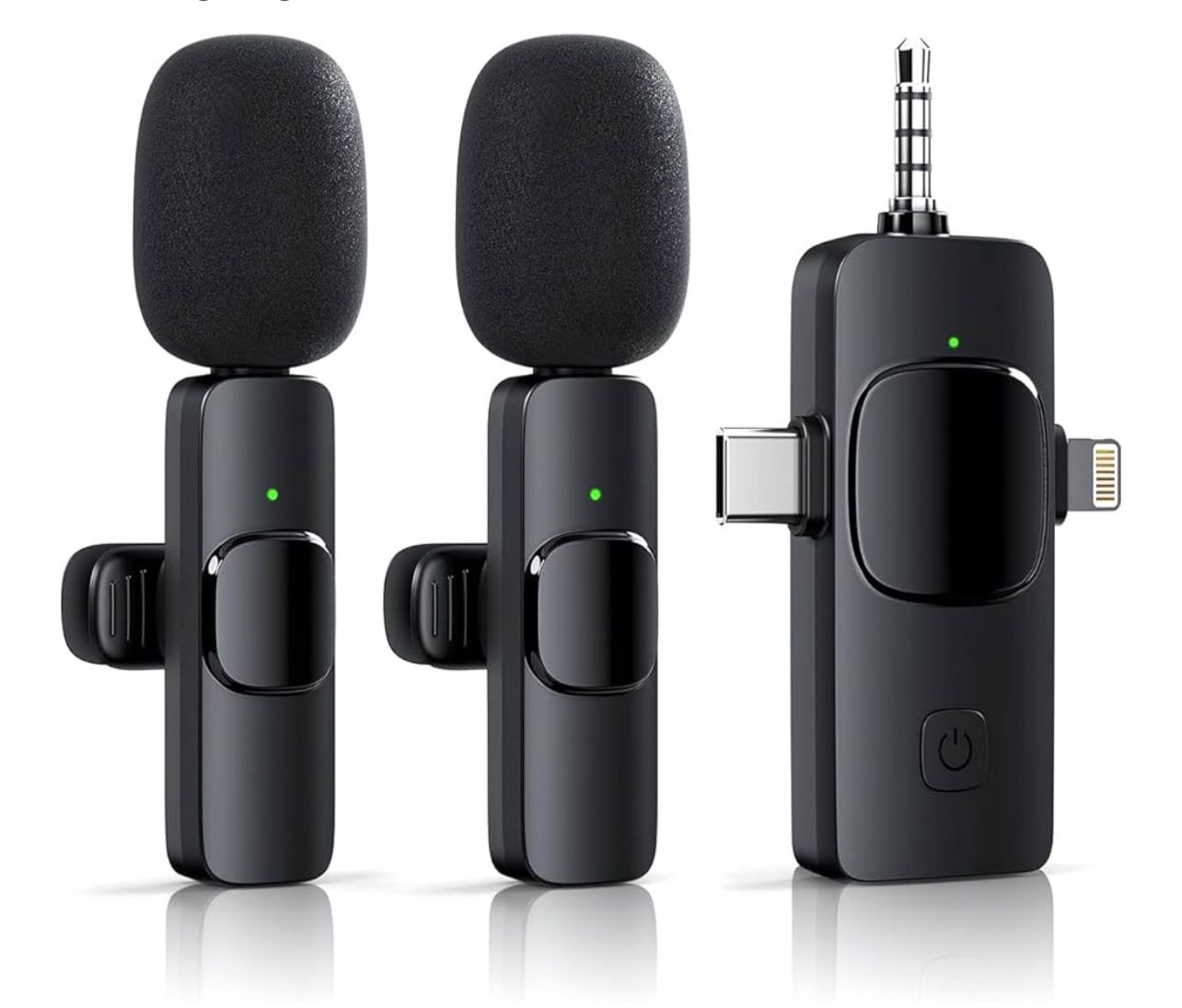 Brandnew 3 in 1 Wireless Lavalier Microphone for iPhone Android Camera USB-C, Noise Canceling Wireless Mini Microphone for YouTube,TikTok,Video Record