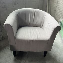 Modern Barrel Accent Chair – Light Gray Fabric
