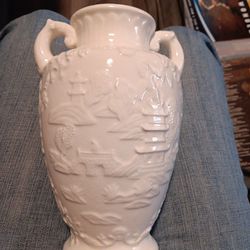 Vintage Japanese Vase, White