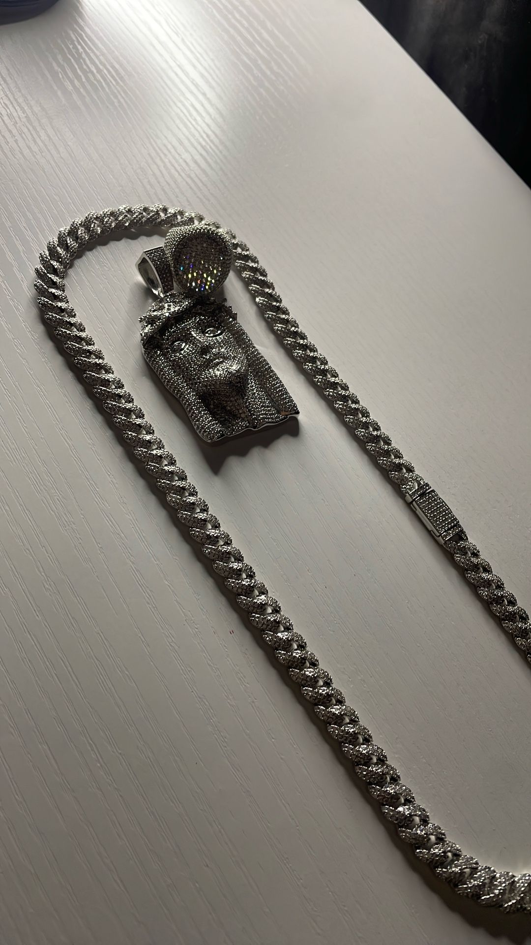 Men’s Moissanite 22in 14mm Cuban Link With Jesus Head & Ring
