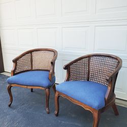 Pair Of Vintage French Country Cane Chairs