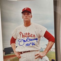AUTOGRAPHED JIM
BUNNING "HOF 96" 8x10
Phillies W/COA,PHOTO
&SCHEDULE From The Show 