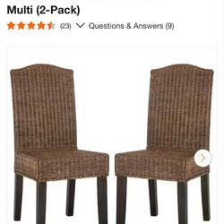 SAFAVIEH Odette Wicker Chair in Brown Multi (2-Pack)