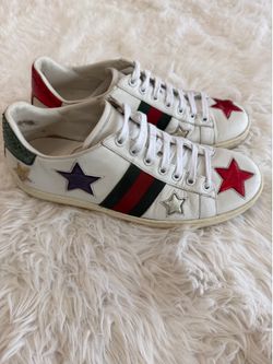 Gucci Ace Web Stripe Leather Sneakers