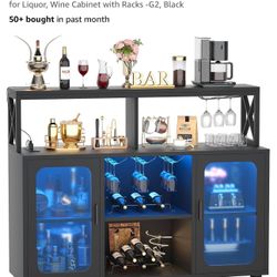 Aheaplus Bar Cabinet with Power Outlets