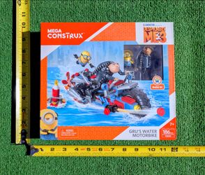 Mega Construx Despicable Me 3 Gru's Water MotorBike 186Pcs Toy Set 7+ NIB