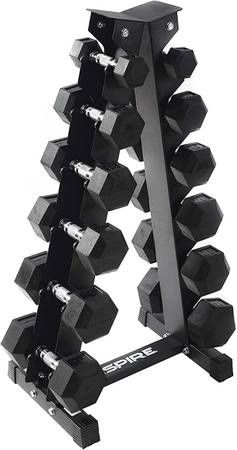 Inspire Fitness 210 lb. (5-30 lb.) Rubber Dumbbell Set with 6 pair