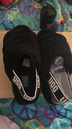 ugg slides black Fluff Yeah Slides  sized 7
