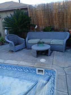 Wicker couch table and chair