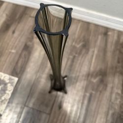 Set of 2 Eiffel Tower Vases Smoky Gray Glass 19.5” tall - see details below   19.5” tall 4” base  1.5” mouth opening   1 vase has a few chips at the m
