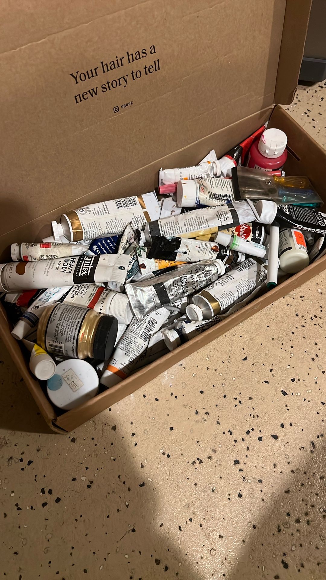 Box of Assorted Acrylic Paint