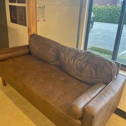 Used Brown Faux Leather Couch Free Delivery