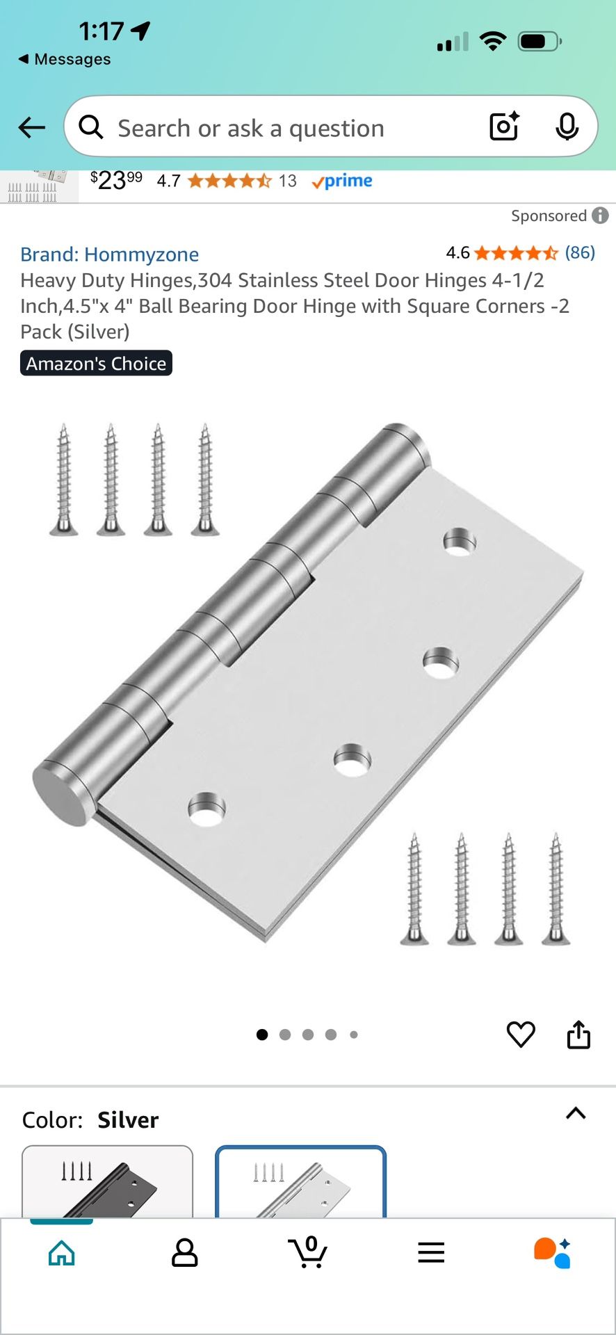 Heavy Duty Hinges,304 Stainless Steel Door Hinges 4-1/2 Inch,4.5"x 4" Ball Bearing Door Hinges
