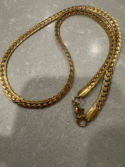 New 6mm Gold Plated Necklace - 20.5 Inch Textured Herringbone Link