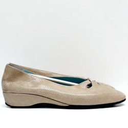 Thierry Rabotin Tan Silver Lizard Shoes Womens Size 8.5  Flats