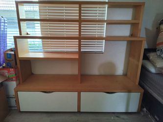 IKEA Wood Shelving Unit with Two Drawers