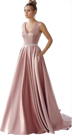Blush Pink Satin A-Line Formal Gown size M