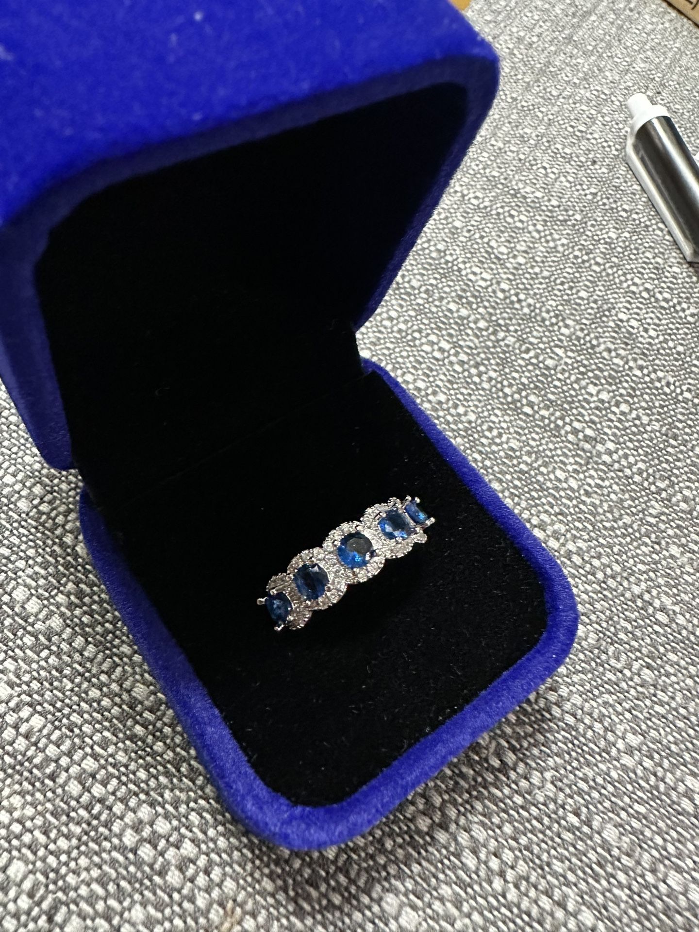 Half Eternity Blue Ring